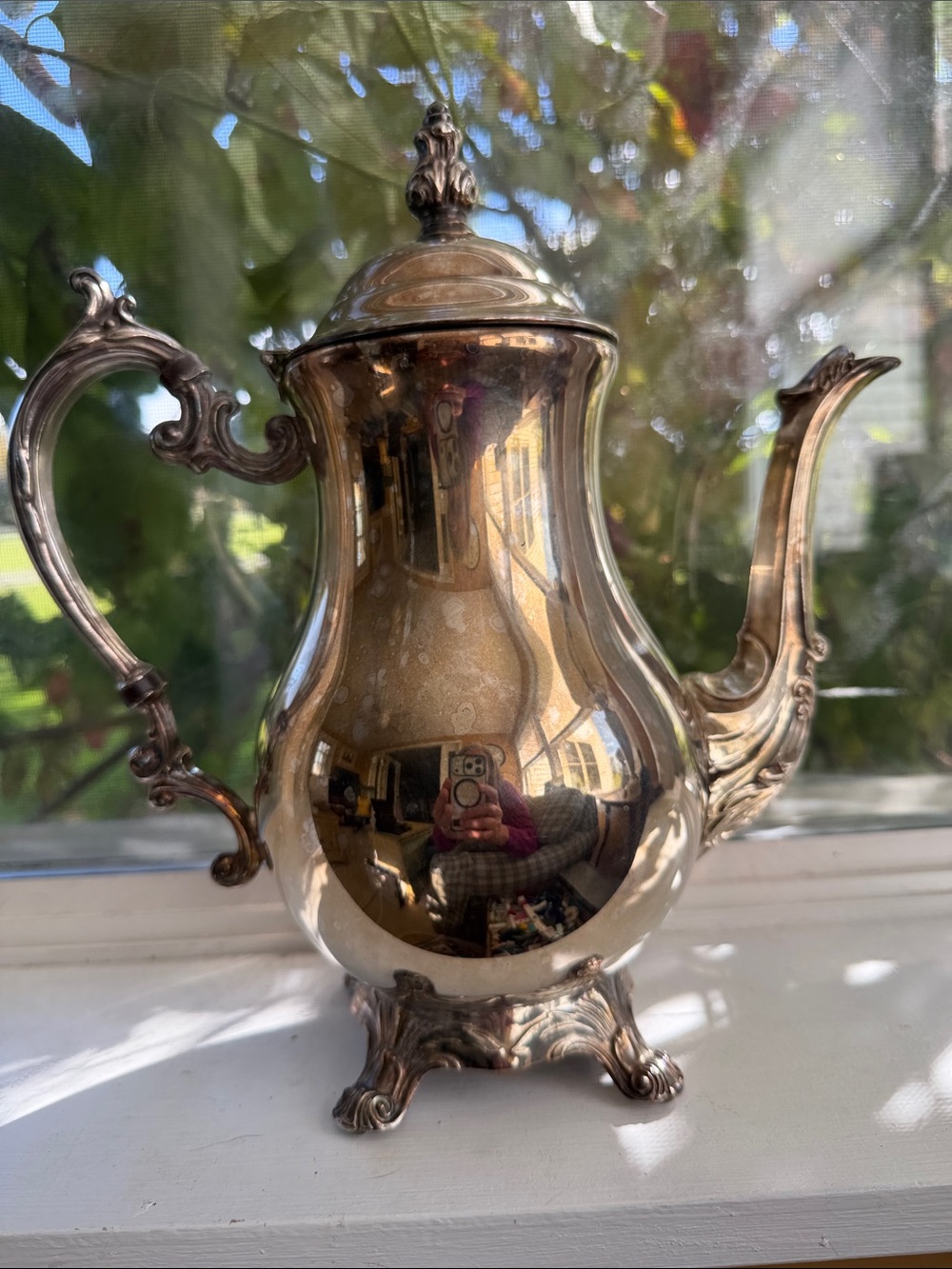 FB Rogers vintage silver tone tall tea pot